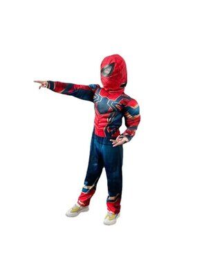 Kids Spiderman Mask Muscle Costume - Padded Superhero Bodysuit for Boys & Large